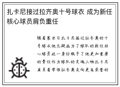 扎卡尼接过拉齐奥十号球衣 成为新任核心球员肩负重任 扎卡尼接过拉齐奥十号球衣 成为新任核心球员肩负重任